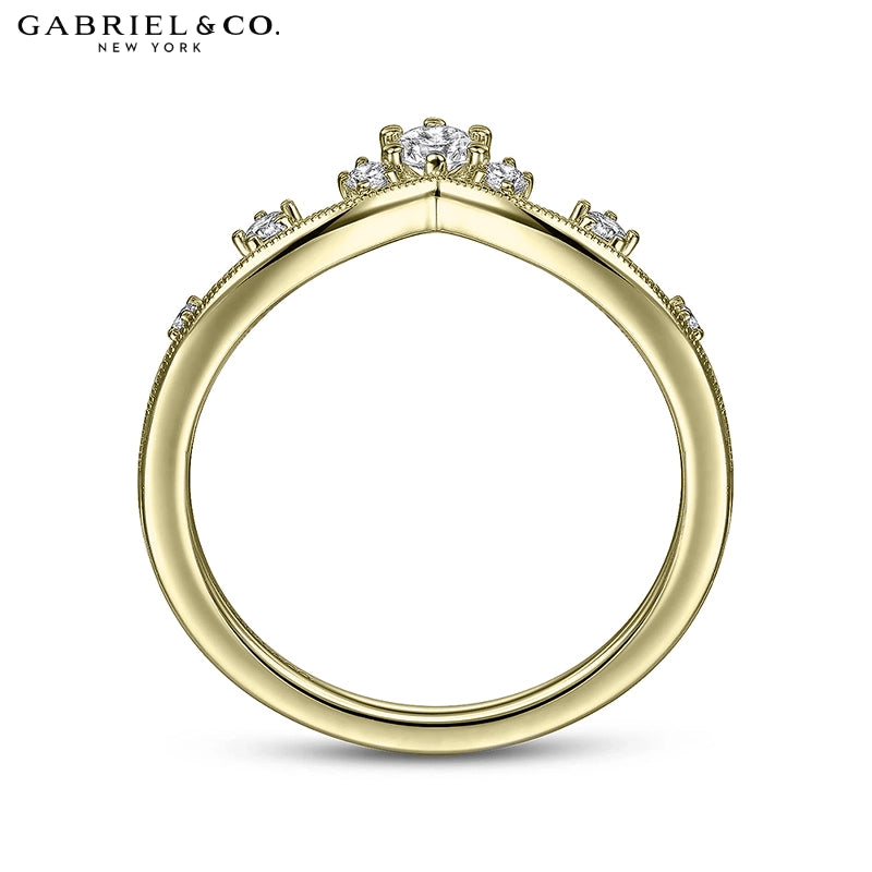 0.20ctw Natural Diamond Vintage Milgrain Chevron Ring 1.6mm