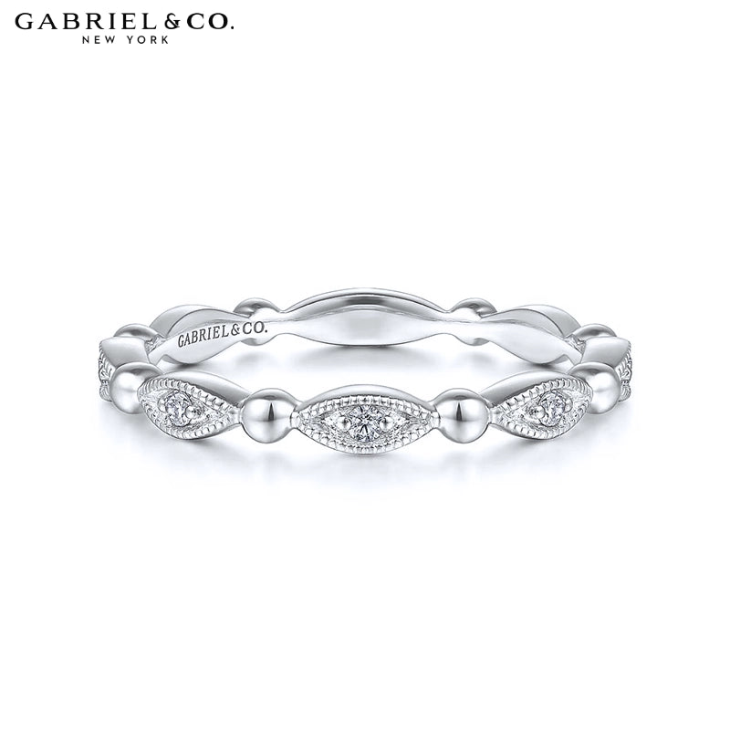 0.05ctw Natural Diamond Vintage Milgrain Ring 2.3mm