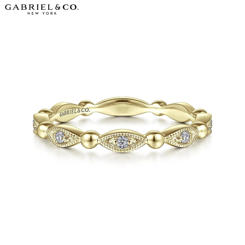 0.05ctw Natural Diamond Vintage Milgrain Ring 2.3mm