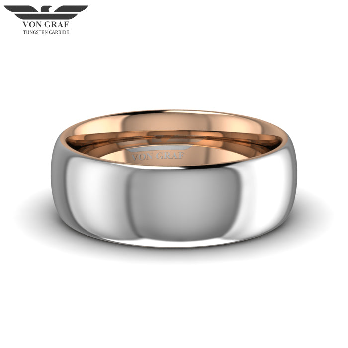 Rose Gold PVD Tungsten Carbide Luxury Fit Ring 8mm