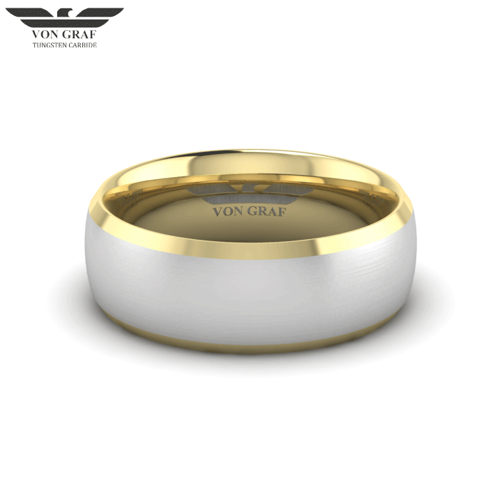 Yellow Gold PVD Tungsten Carbide Luxury Fit Ring 8mm