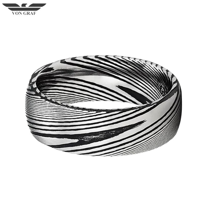 Damascus Steel Comfort Fit Ring 8mm