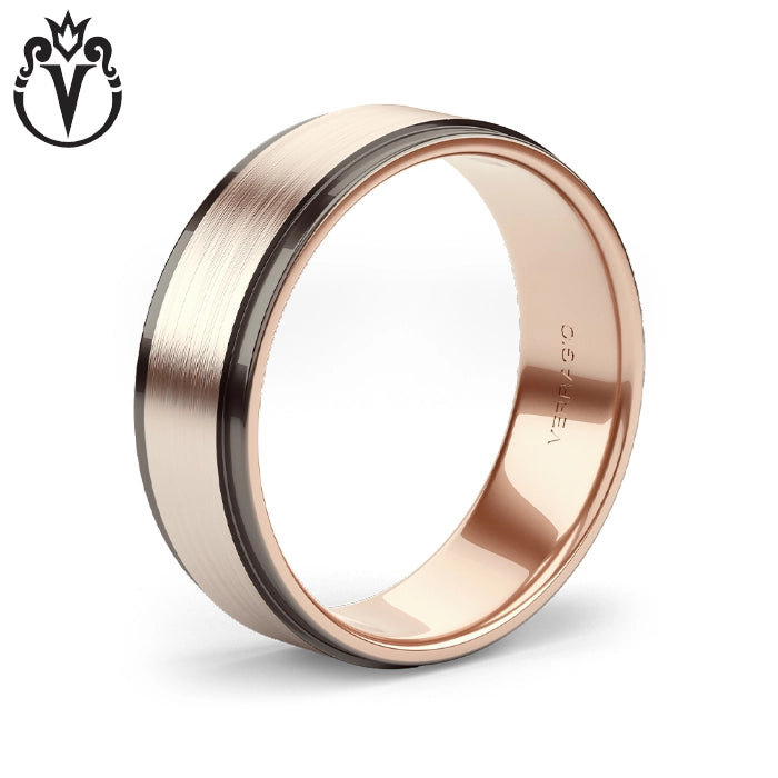 Black Rhodium & Gold Wedding Ring 7mm