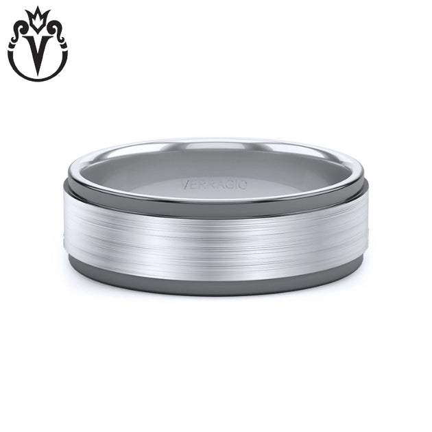 Solid rhodium wedding band deals