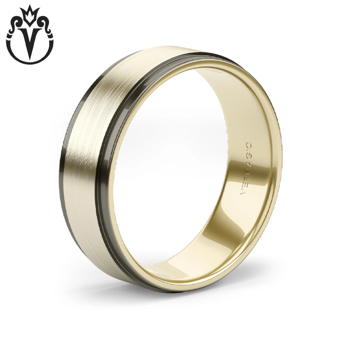 Black Rhodium & Gold Wedding Ring 7mm
