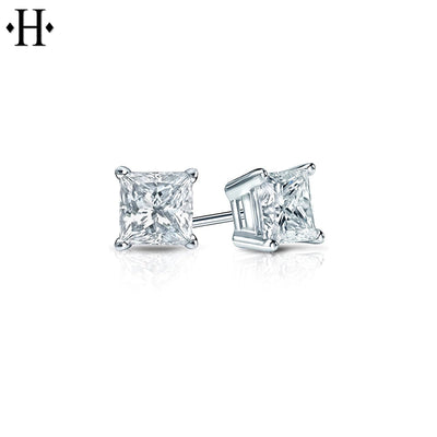 14kt 0.75cts Princess Cut Lab Grown Diamond Earrings