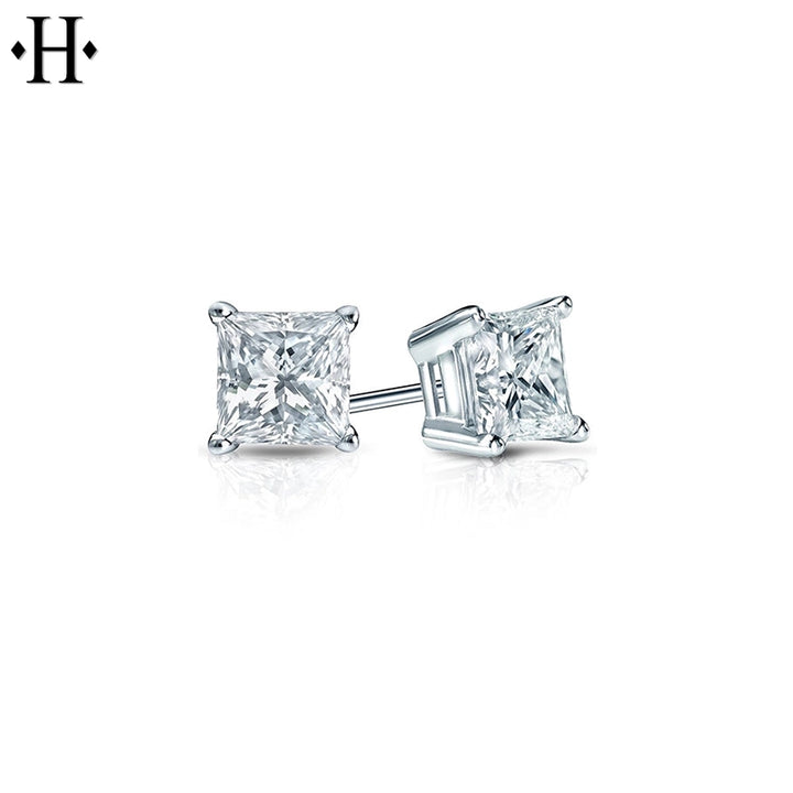 0.75cts Princess Cut Lab Grown Diamond Earrings