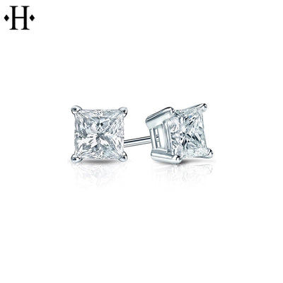 1.00cts Princess Cut Lab Grown Diamond Earrings