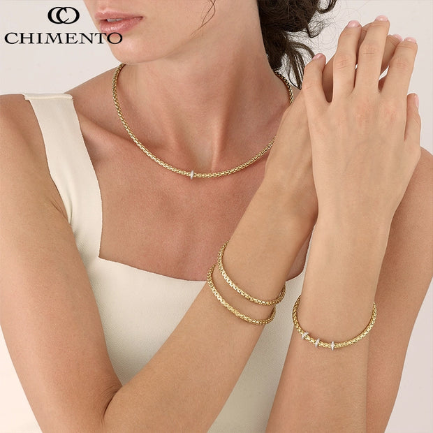 Natural Diamond Rondelle Stretch Spring Bracelet 3.5mm