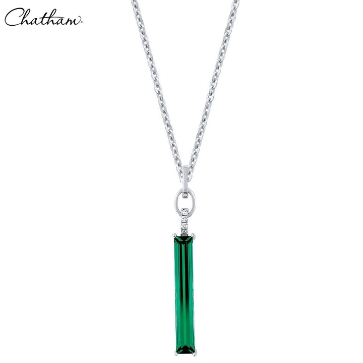 14kt Lab Grown Emerald & Diamond Necklace