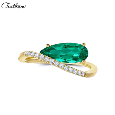 14kt Lab Grown Emerald & Diamond Ring