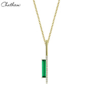 14kt Lab Grown Emerald & Diamond Necklace