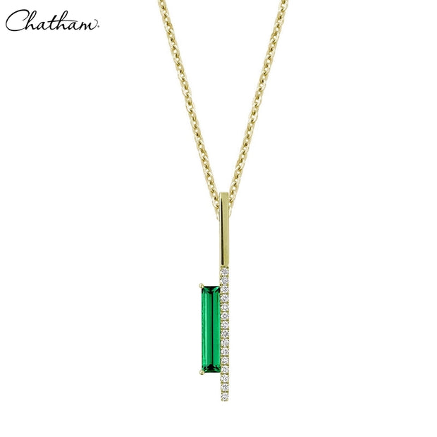 14kt Lab Grown Emerald & Diamond Necklace