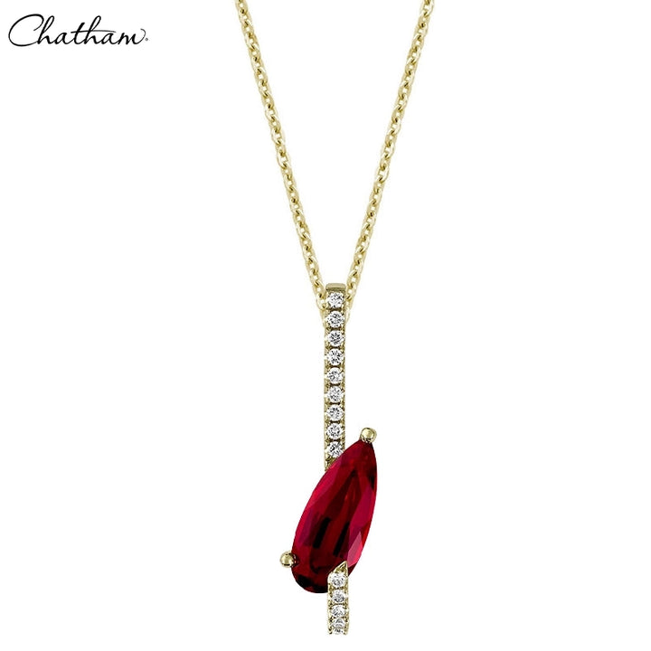 14kt Lab Grown Ruby & Diamond Necklace