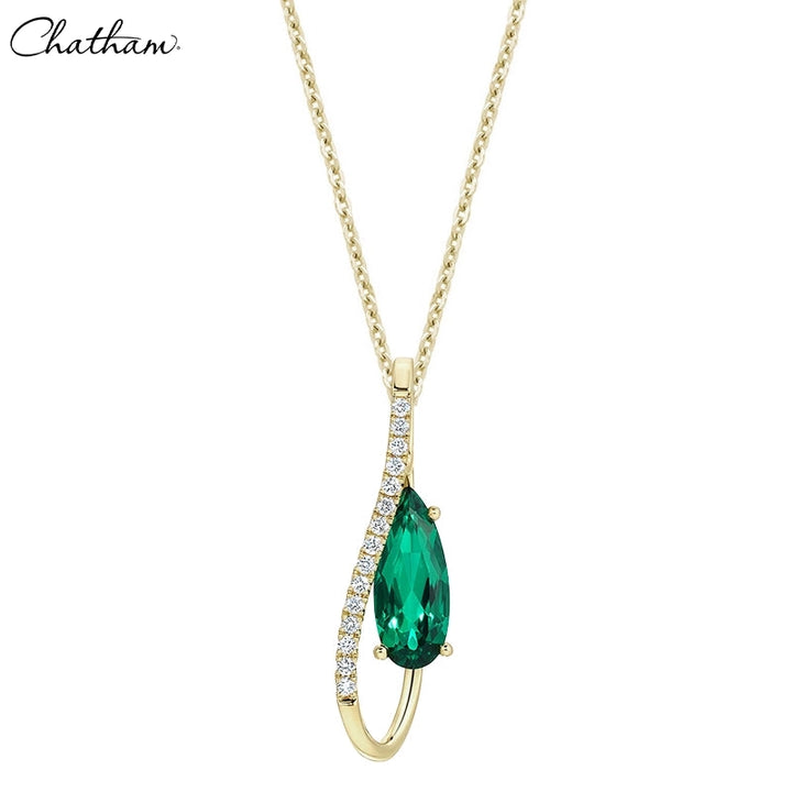 14kt Lab Grown Emerald & Diamond Necklace