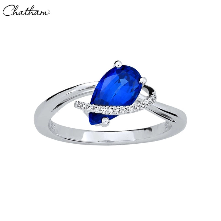 14kt Lab Grown Sapphire & Diamond Ring