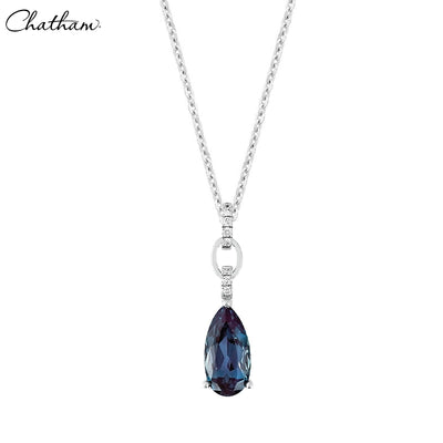 14kt Lab Grown Alexandrite & Diamond Necklace