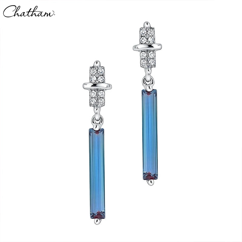 Lab Grown Alexandrite & Diamond Earrings