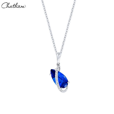 14kt Lab Grown Sapphire & Diamond Necklace