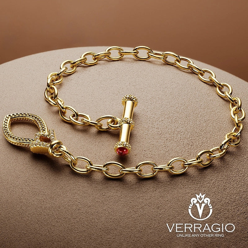 18kt Natural Diamond & Rhodolite Garnet Toggle Bracelet