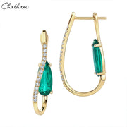 14kt Lab Grown Emerald & Diamond Earrings