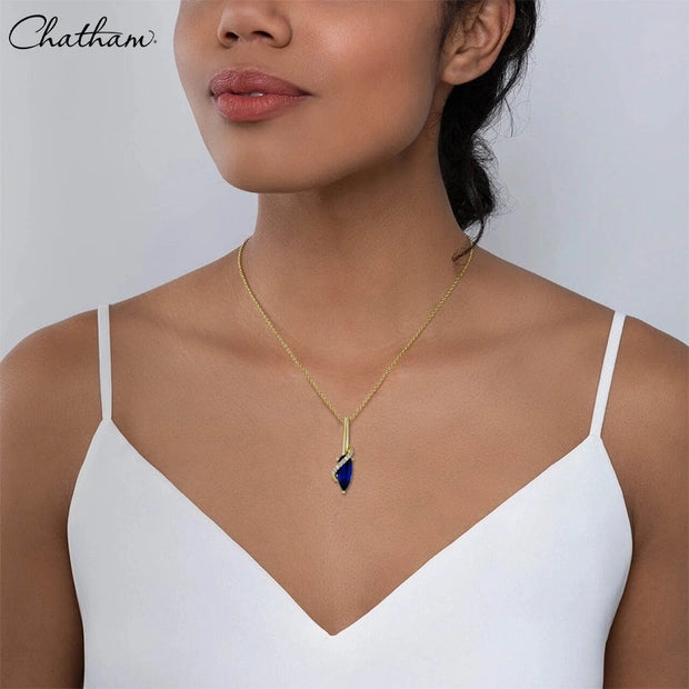 14kt Lab Grown Sapphire & Diamond Necklace