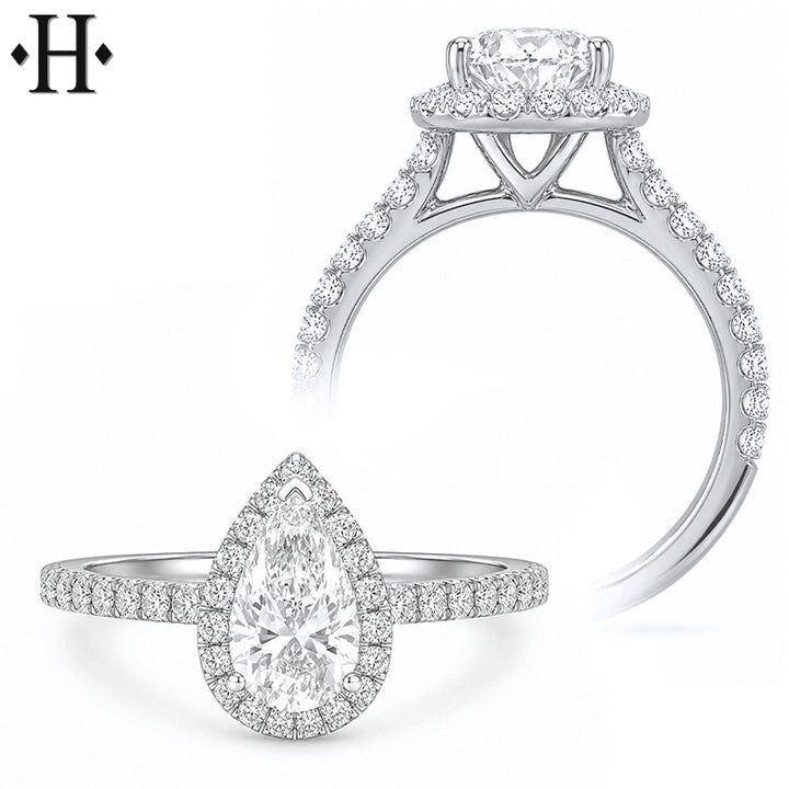 1.85ctw Pear Cut Lab Grown Diamond Ring