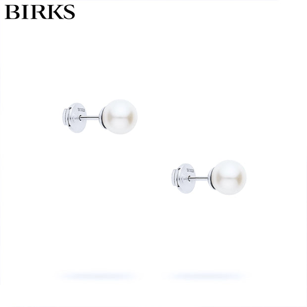 Sterling Silver Essentials Pearl Locking Earrings