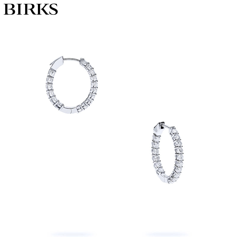 Natural Diamond Locking Hoop Earrings