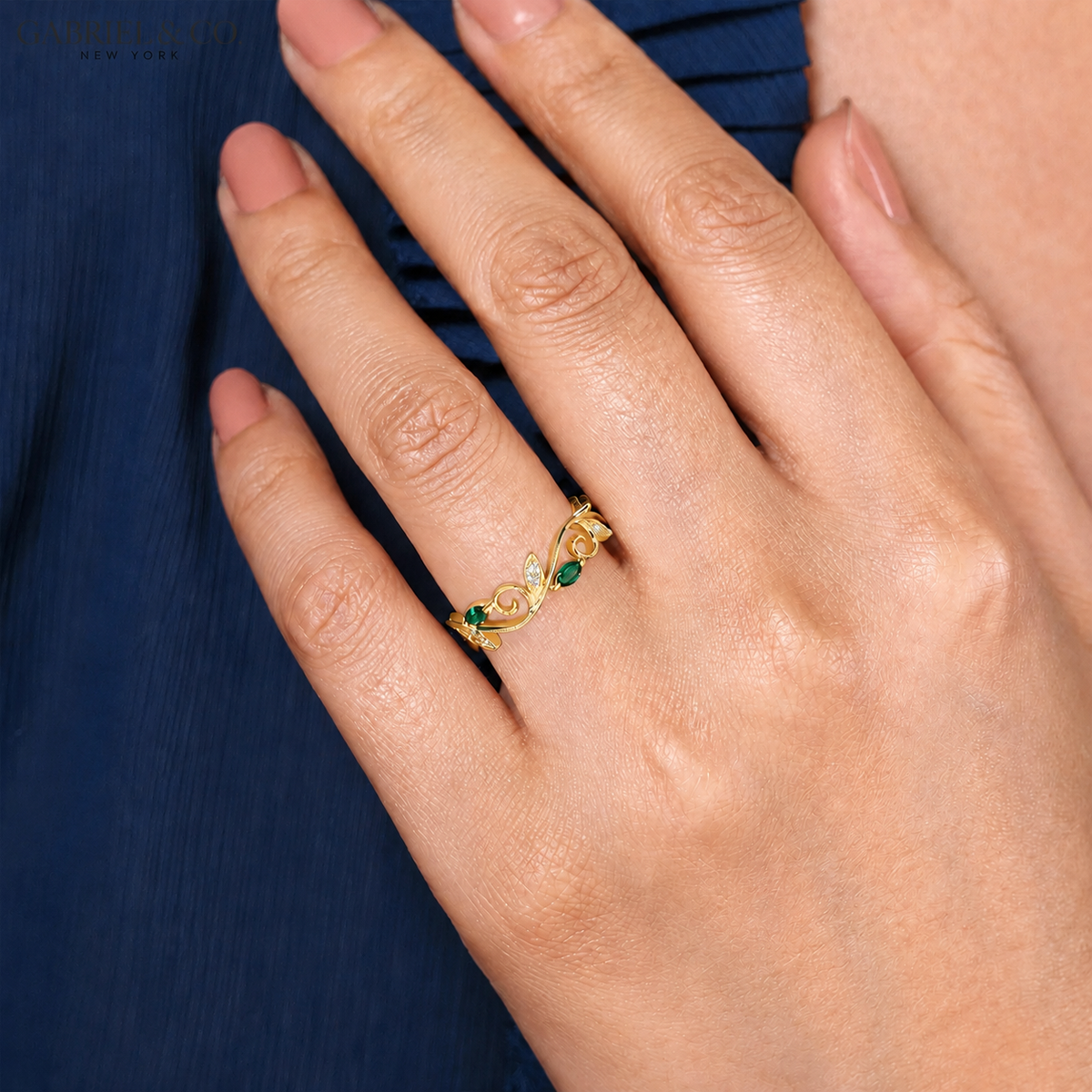 Genuine Emerald & Diamond Vintage Milgrain Ring