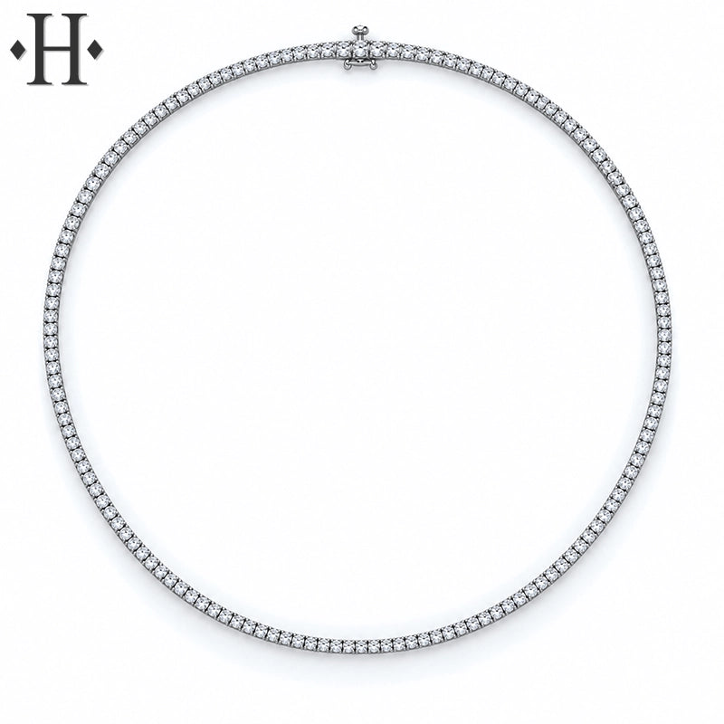 Platinum-Silver 6.00cts Lab Grown Diamond Riviera Necklace