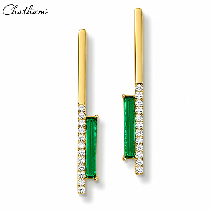 Lab Grown Emerald & Diamond Earrings