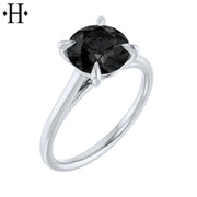 1.00ctr-2.00ctr Round Cut Black Moissanite Customizable Ring