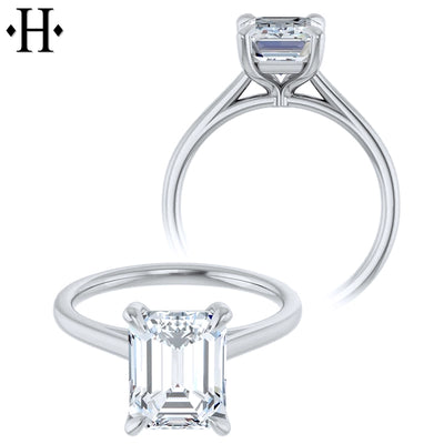 0.75ctr-3.00ctr Emerald Cut Lab Grown Diamond Ring