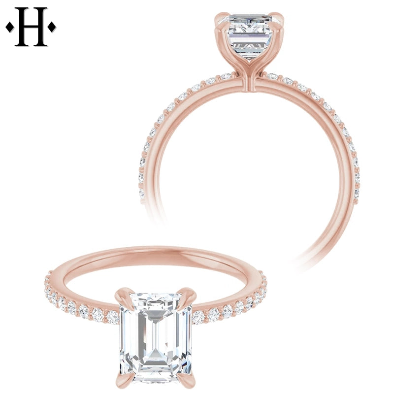 1.00ctr-3.00ctr Emerald Cut Lab Grown Diamond Ring