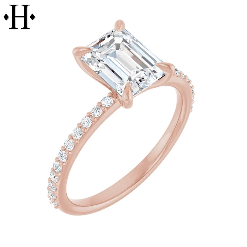 1.00ctr-3.00ctr Emerald Cut Lab Grown Diamond Ring