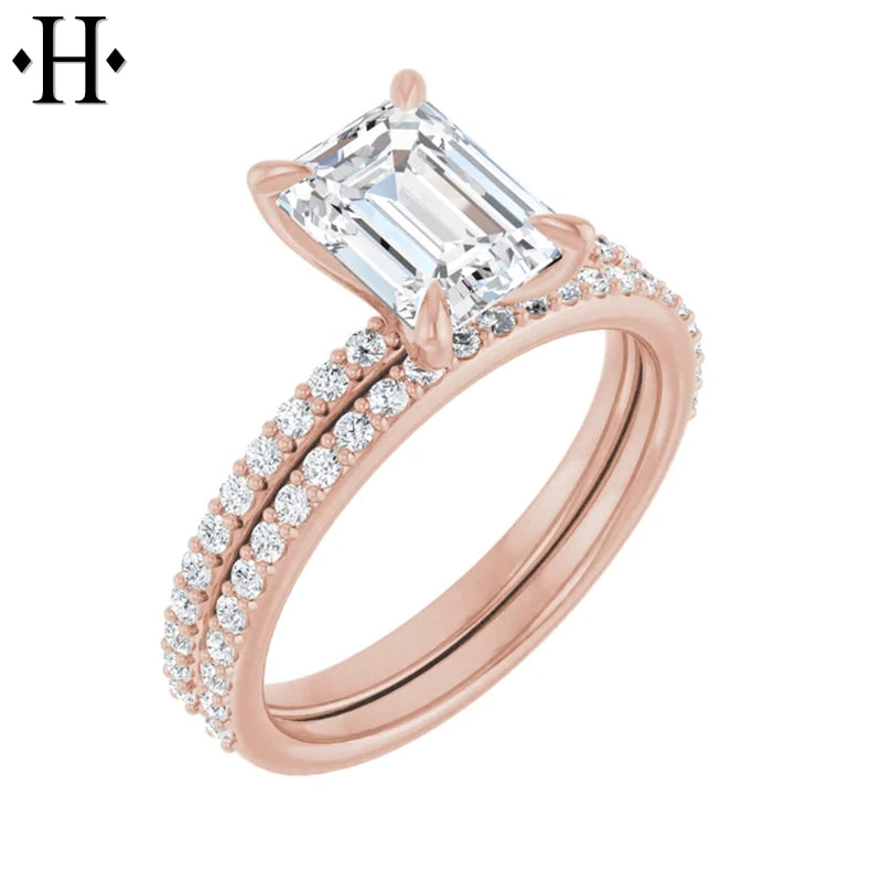 1.00ctr-3.00ctr Emerald Cut Lab Grown Diamond Ring