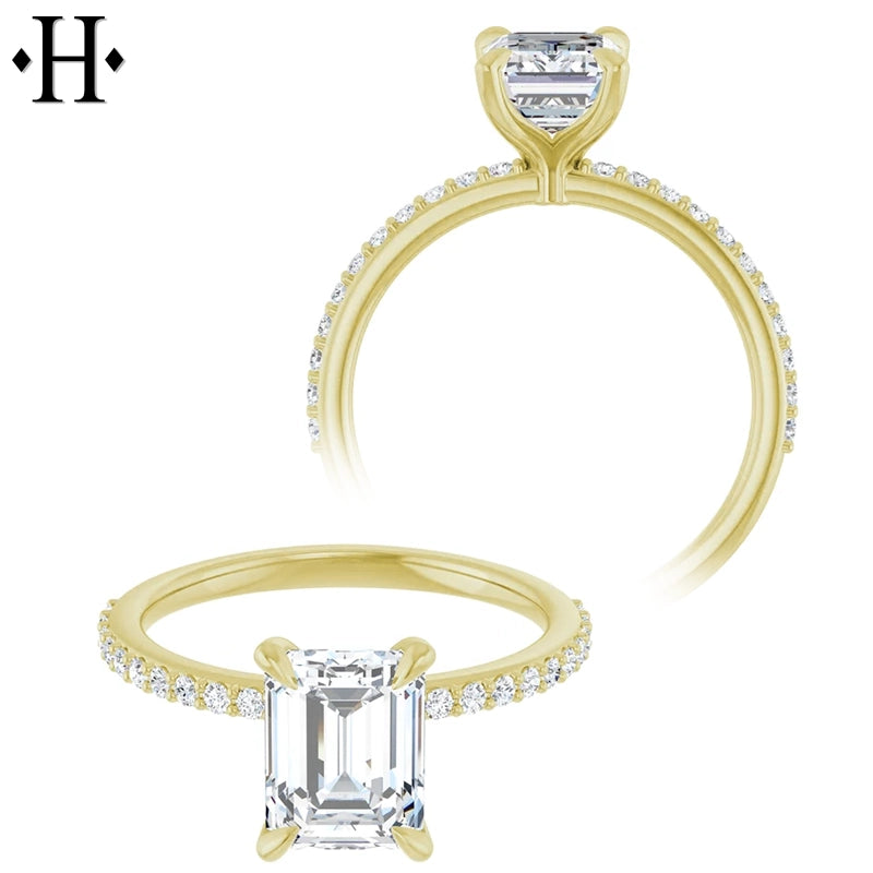 1.00ctr-3.00ctr Emerald Cut Lab Grown Diamond Ring