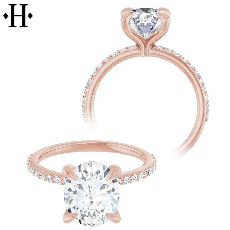 1.00ctr-3.00ctr Oval Cut Lab Grown Diamond Ring Tailor Made