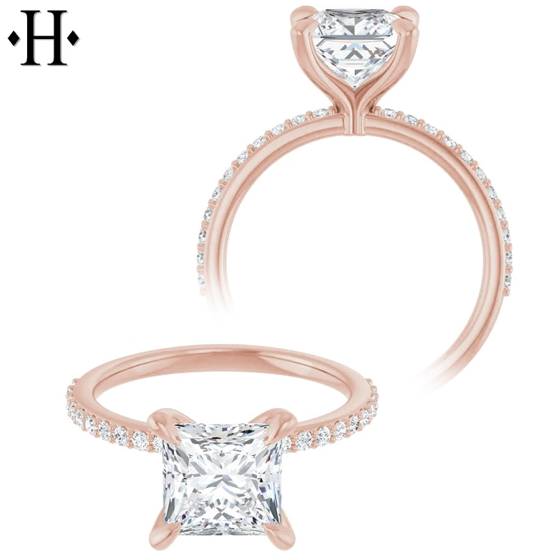 1.00ctr-3.00ctr Princess Cut Lab Grown Diamond Ring