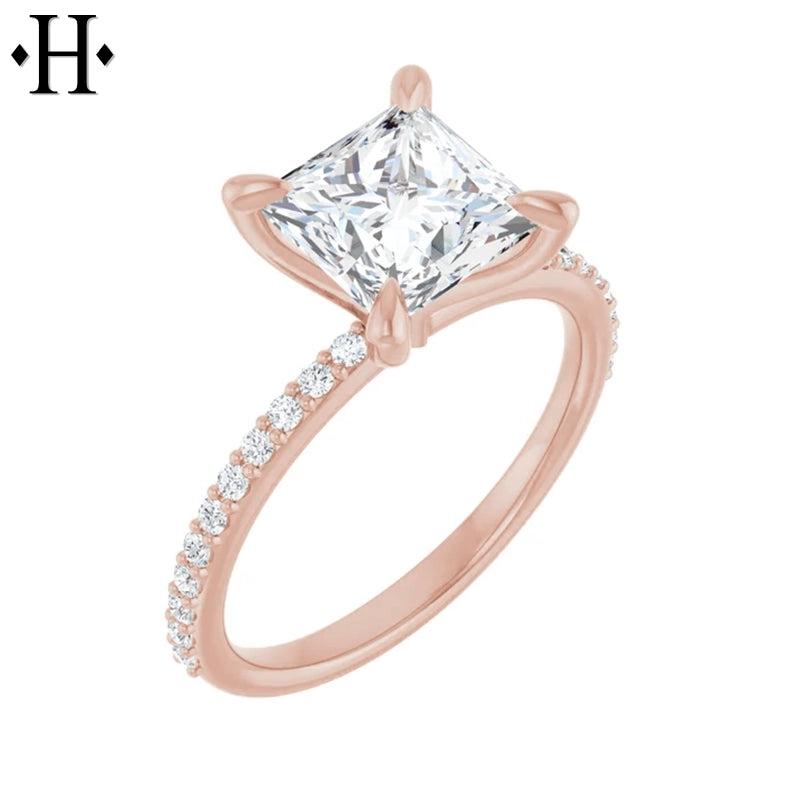 1.00ctr-3.00ctr Princess Cut Lab Grown Diamond Ring