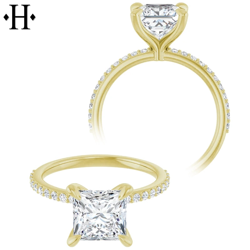 1.00ctr-3.00ctr Princess Cut Lab Grown Diamond Ring