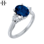 Oval Cut Lab Grown Sapphire & Diamond Ring