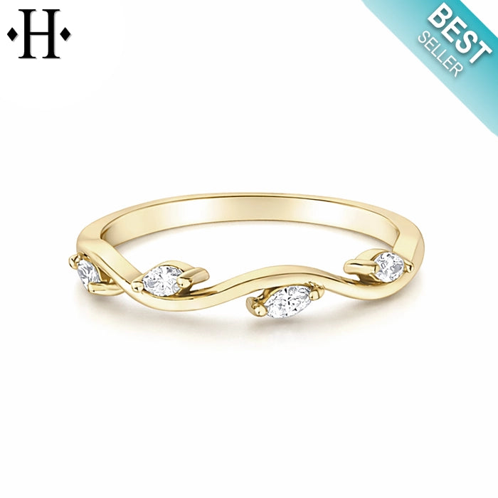 0.14ctw Natural Diamond Marquise Ring 1.8mm