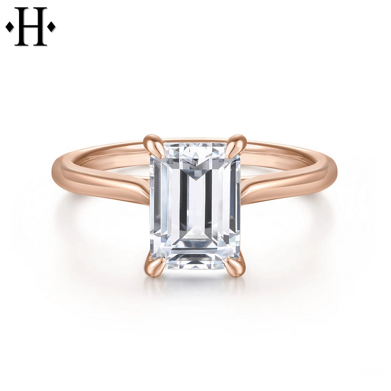 1.00ctr-3.00ctr Emerald Cut Lab Grown Diamond Ring