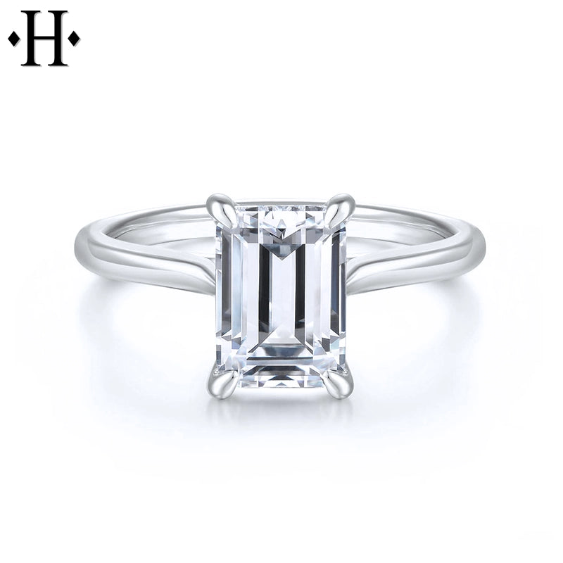1.00ctr-3.00ctr Emerald Cut Lab Grown Diamond Ring