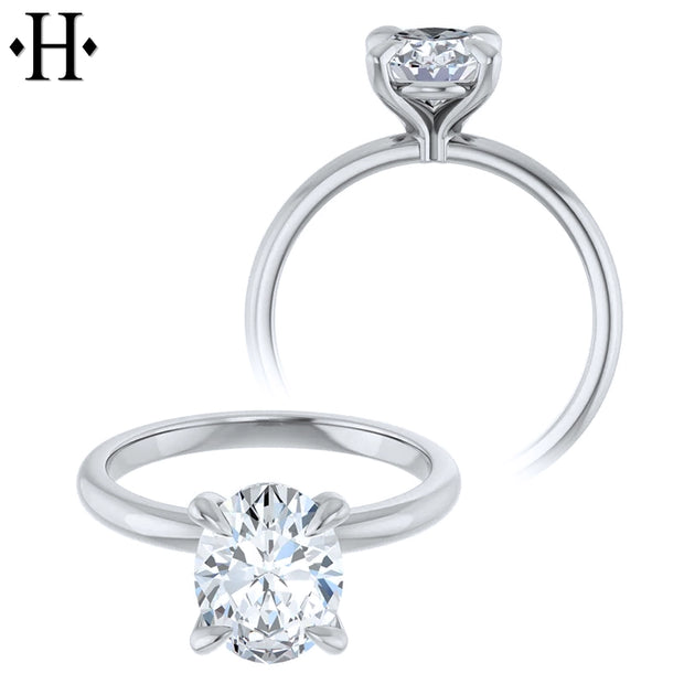 1.00ctr-3.00ctr Oval Cut Moissanite Ring