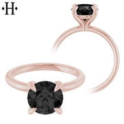 1.00ctr-2.00ctr Round Cut Black Moissanite Customizable Ring