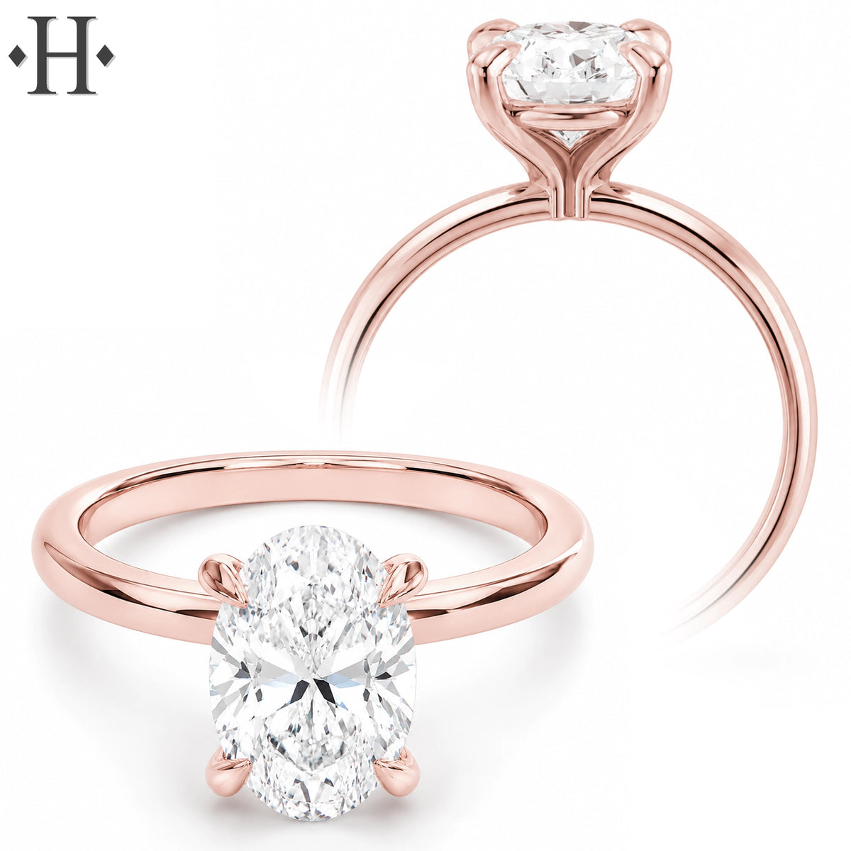 1.00ctr-3.00ctr Oval Cut Moissanite Ring Tailor Made
