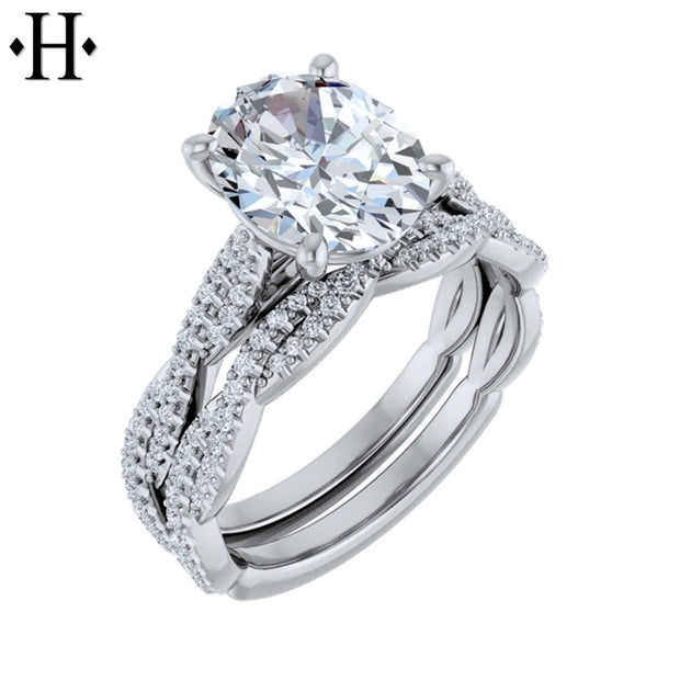 1.00ctr-3.00ctr Oval Cut Lab Grown Diamond Ring